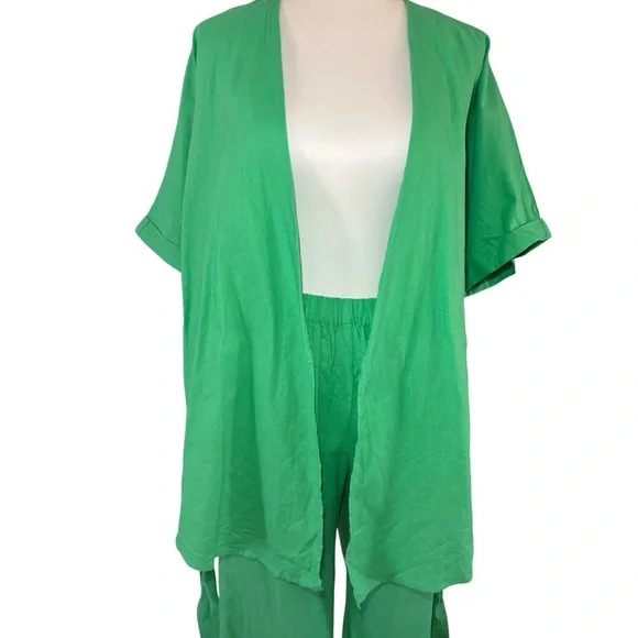 Commense Green Wide Leg Pants with Tie Waist - Picture 6 of 16